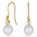 Ovaal 7 - 8 mm aaa-graded zoetwaterparel briljant oorbellen in 14 karaat goud met diamanten