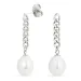 lange parel ketting oorbellen in zilver