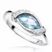 Glanzend ovale blauwe ring in gerodineerd zilver
