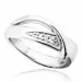 Ringen: abstract witte zirkoon ring in gerodineerd zilver