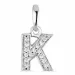 letter k zirkoon hanger in zilver