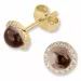 rond rookkleurig kwarts diamant oorbellen in 9 karaat goud met diamant en kwarts