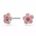 NORDAHL ANDERSEN bloem oorbellen in gerodineerd zilver roze zirkoon roze emaille