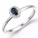 ovale saffier diamant ring in 14 karaat witgoud 0,25 ct 0,05 ct