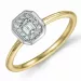 vierkant diamant ring in 14 karaat goud-en witgoud 0,16 ct 0,08 ct