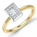 vierkant diamant ring in 14 karaat goud-en witgoud 0,10 ct 0,10 ct