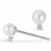 parel diamant oorbellen in 14 karaat witgoud met diamant