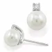 parel diamant oorbellen in 14 karaat witgoud met diamant