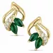 bloem smaragd diamant oorbellen in 14 karaat goud met diamant en smaragd 
