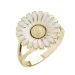 15 mm Kranz en Ziegler margriet witte ring in verguld sterlingzilver witte emaille