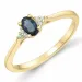 saffier diamant ring in 14 karaat goud 0,35 ct 0,03 ct