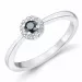 elegant zwart diamant briljant ring in 14 karaat witgoud 0,11 ct 0,02 ct