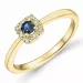 saffier diamant ring in 14 karaat goud 0,147 ct 0,04 ct