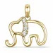 olifant diamant hanger in 14 caraat goud 0,04 ct