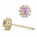 rond pink saffier diamant oorbellen in 14 karaat goud met pink saffier en diamant 