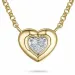 45 cm ketting met hartjes hanger in 14 karaat goud en witgoud 0,03 ct