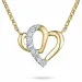 45 cm ketting met hartjes hanger in 14 karaat goud en witgoud 0,072 ct