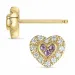 hart amethist briljant oorbellen in 14 karaat goud met amethist en diamant