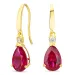 druppelvormige oorbellen in 9 karaat goud met robijn en zirkoon - Gold Collection
