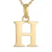 letter h ketting in verguld sterlingzilver met hanger in 9 karaat goud