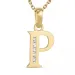 letter p zirkoon ketting in verguld sterlingzilver met hanger in 9 karaat goud