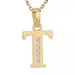letter t zirkoon ketting in verguld sterlingzilver met hanger in 9 karaat goud