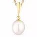 parel ketting in verguld sterlingzilver met hanger in 9 karaat goud - Gold Collection