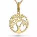 12 mm boom van het leven ketting in verguld sterlingzilver met hanger in 9 karaat goud