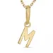 letter m ketting in verguld sterlingzilver met hanger in 9 karaat goud
