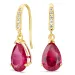 druppelvormige oorbellen in 14 karaat goud met robijn en zirkoon - Gold Collection