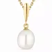 parel ketting in verguld sterlingzilver met hanger in 14 karaat goud - Gold Collection