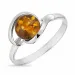 Ovale barnsteen ring in zilver