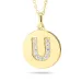 letter u zirkoon hanger met ketting in verguld sterlingzilver