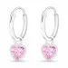 12 mm hart roze kristal creool in zilver