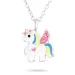 eenhoorn pink ketting in zilver met hanger in zilver