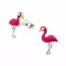 flamingo oorsteker in zilver