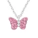 vlinder roze ketting in zilver