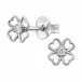 bloem oorsteker in zilver met lab grown diamant 