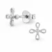 bloem oorbellen in gerodineerd zilver met lab grown diamant 