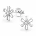 bloem oorbellen in gerodineerd zilver met lab grown diamant 