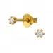 solitaire oorbel in verguld sterlingzilver met lab grown diamant 