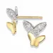 vlinder oorbellen in 9 karaat goud met rodium met zirkoon