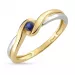blauwe ring in 9 karaat goud met rodium