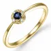 rond saffier diamant ring in 14 karaat goud 0,02 ct 0,163 ct
