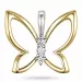 vlinder diamant hanger in 14 caraat goud-en witgoud 0,05 ct