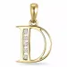 letter d hanger in 14 caraat goud 0,05 ct