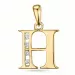 letter h hanger in 14 caraat goud 0,04 ct
