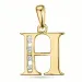 letter h hanger in 14 caraat goud 0,04 ct