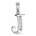 Letter j hanger in 14 caraat witgoud 0,04 ct