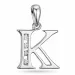 Letter k hanger in 14 caraat witgoud 0,04 ct